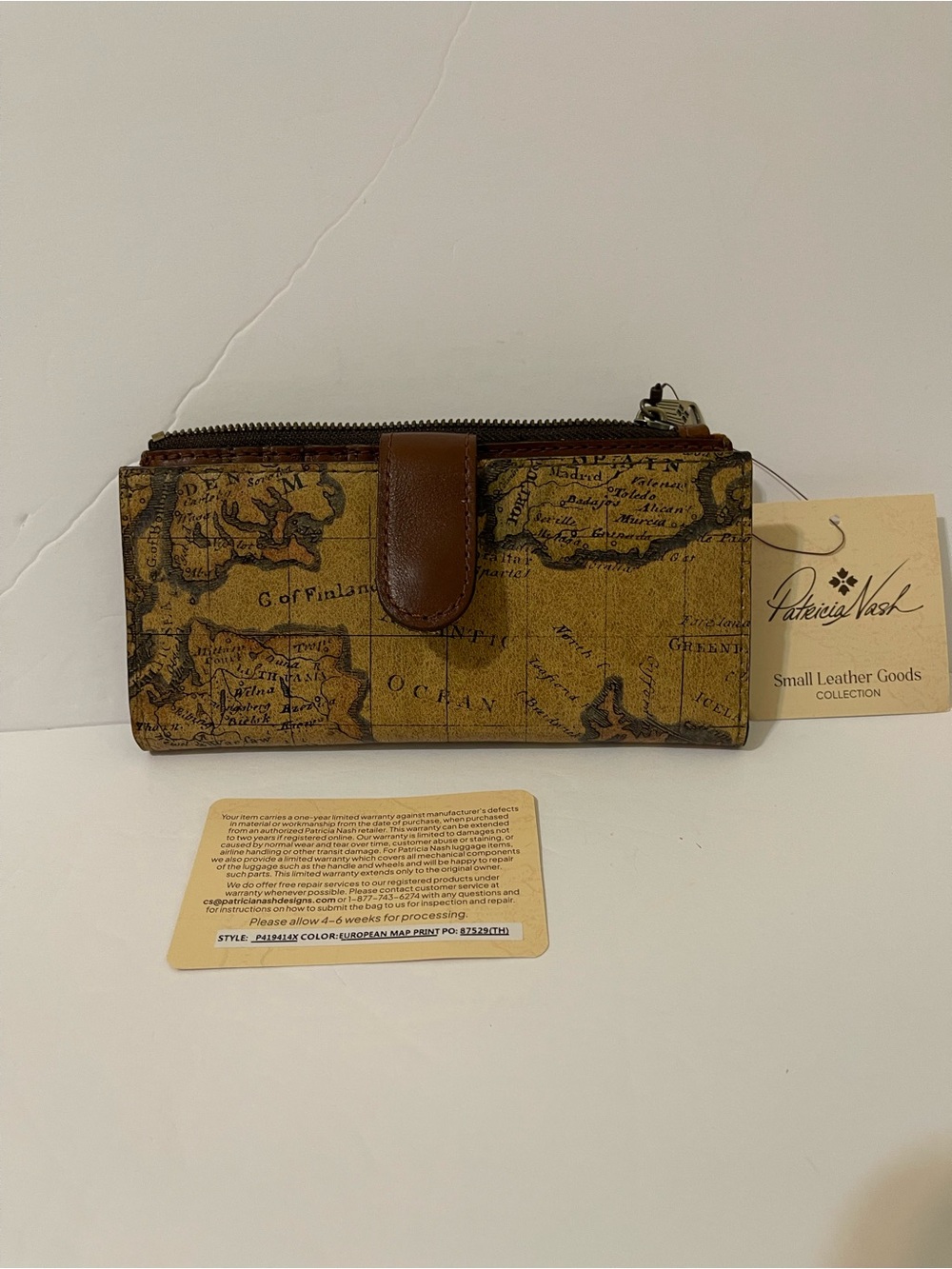 Patricia Nash NAZARI Leather Bifold Wallet ~ Map Rio Rust NWT ** - Picture 2 of 4